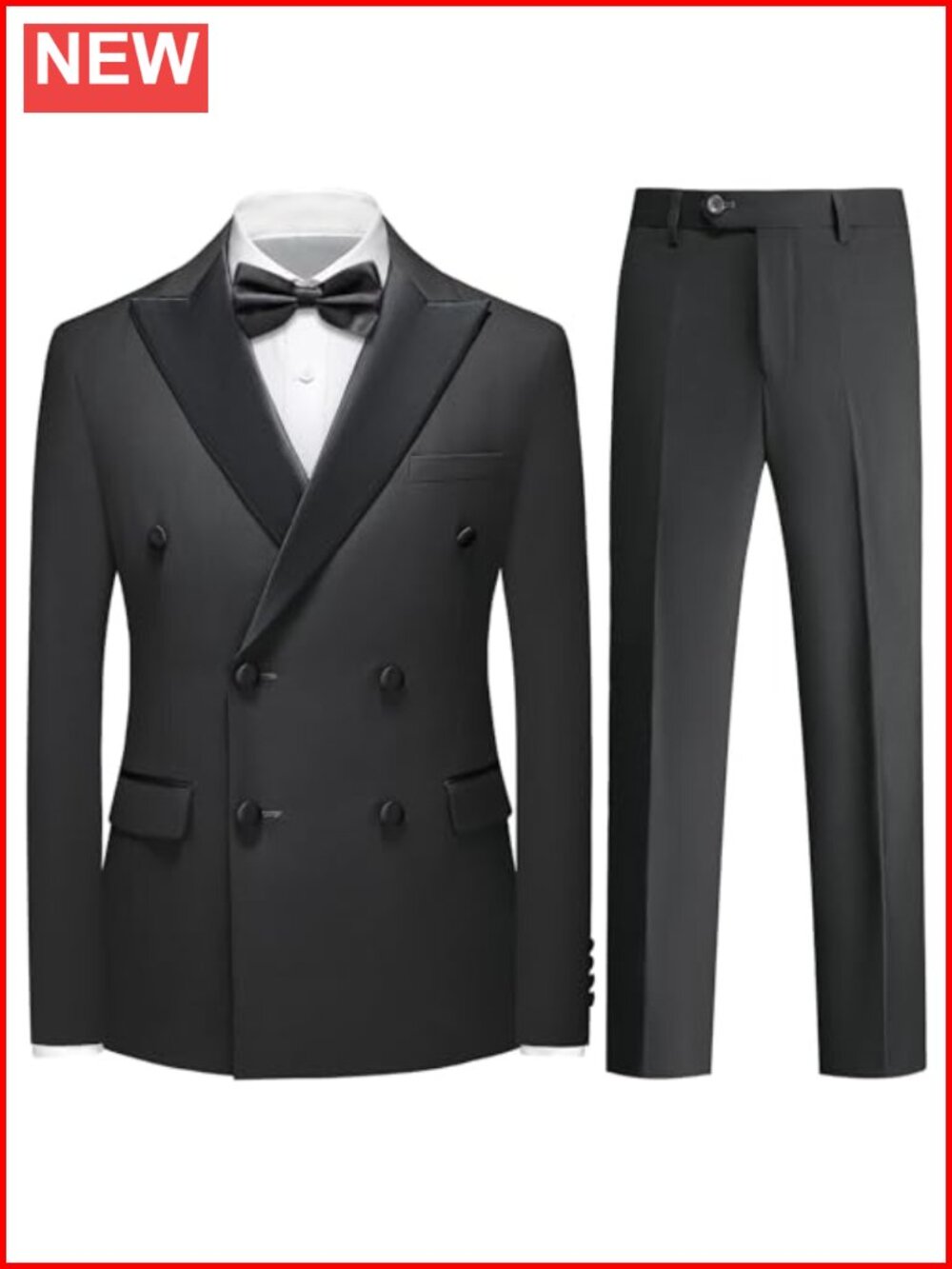 Mens 2 Piece Tuxedo Suit Set Double Breasted Peak Lapel Formal Wedding